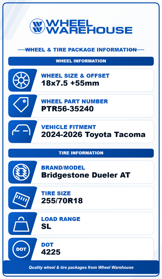 Sold 2024-2026 Toyota Tacoma TRD OEM 18" Matte Black Wheel/Rim Tire Set of 4 | PTR56-35240 10641