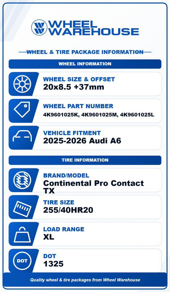 Sold 2025 2026 Audi A6 Factory 20" Hyper Silver Wheel/Rim Tire Set of 4 OEM | 4K9601025K/M/L