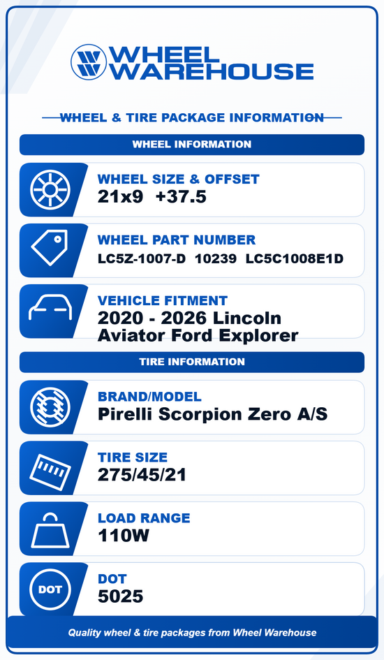 2020-2026 Lincoln Aviator 21" Machined Gray Wheel/Rim Tire Set of 4 OEM Original | LC5Z-1007-D 10239