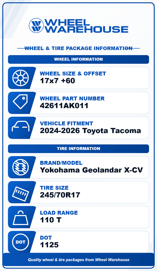 2024-2026 Toyota Tacoma Factory 17" Wheel/Rim Tire Set of 4 OEM Charcoal Yokohama 42611AK011 10637