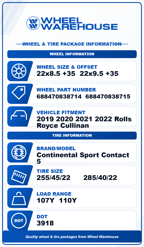 2019 2020 2021 2022 Rolls Royce Cullinan OEM 22" Polished Wheel/Rim Tire Set of 4 | 688470838714 688470838715