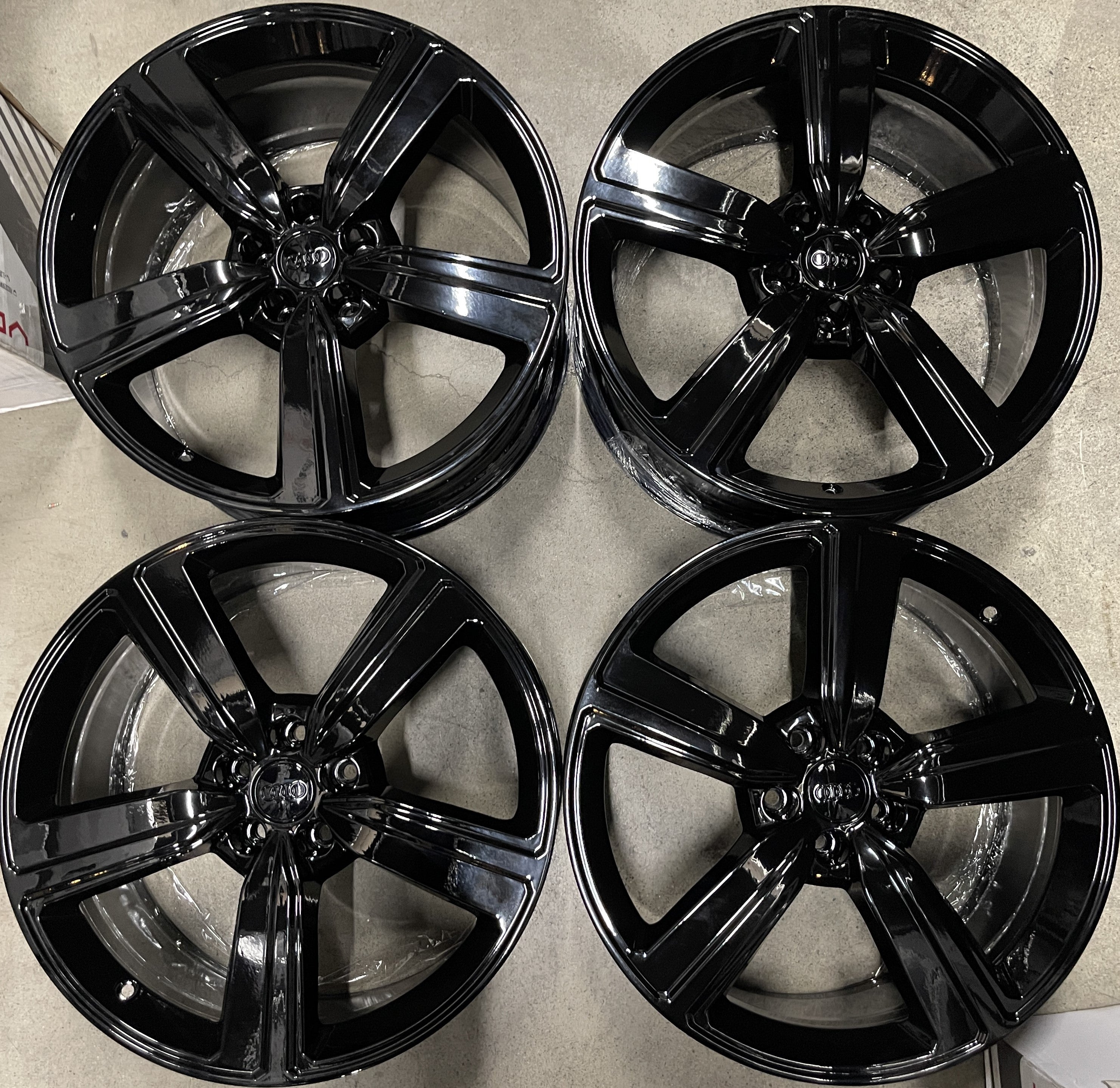 FOUR AUDI E-TRON FACTORY 20 WHEELS OEM 4KE601025S BLACK 5X112 Q5 Q7 Q8 ...