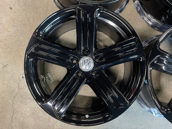 Four 2019  VW Golf GTI Factory 19 Wheels OEM 70017 Rims 5G0601025AH Black Jetta